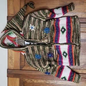Native Hand Knitted Hooded Sweater